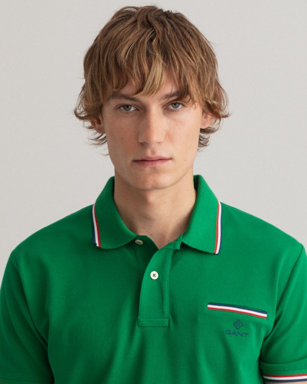 Gant Polo Shirts Sale Online - 3-Color Tipping Piqué Mens Green